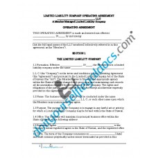 Limited Liability Company Operating Agreement (Member Managed) - Hawaii
